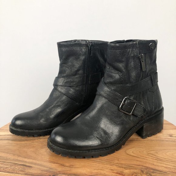Lord & Taylor Shoes - Lord & Taylor Walcott Leather Moto Biker Riding Punk Preppy Heeled Boot Booties